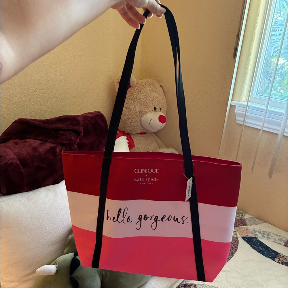 Clinique X Kate Spade Red and Pink Tote Bag